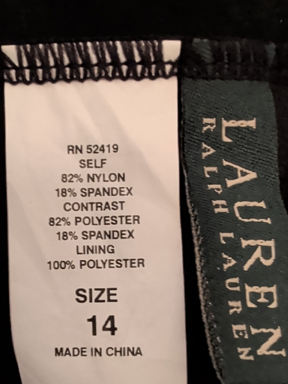 Lauren Ralph Lauren Black One-Piece Tank Swimsuit w/Gold RLL Monogram Sz 14 NEW - Picture 2 of 6